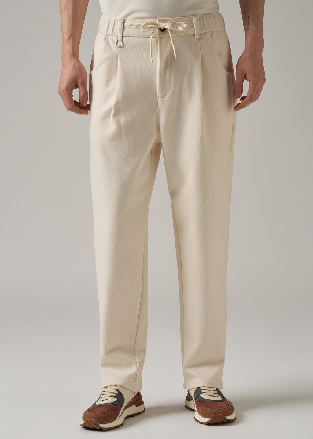 Cream Pin Stripe Suede Pant