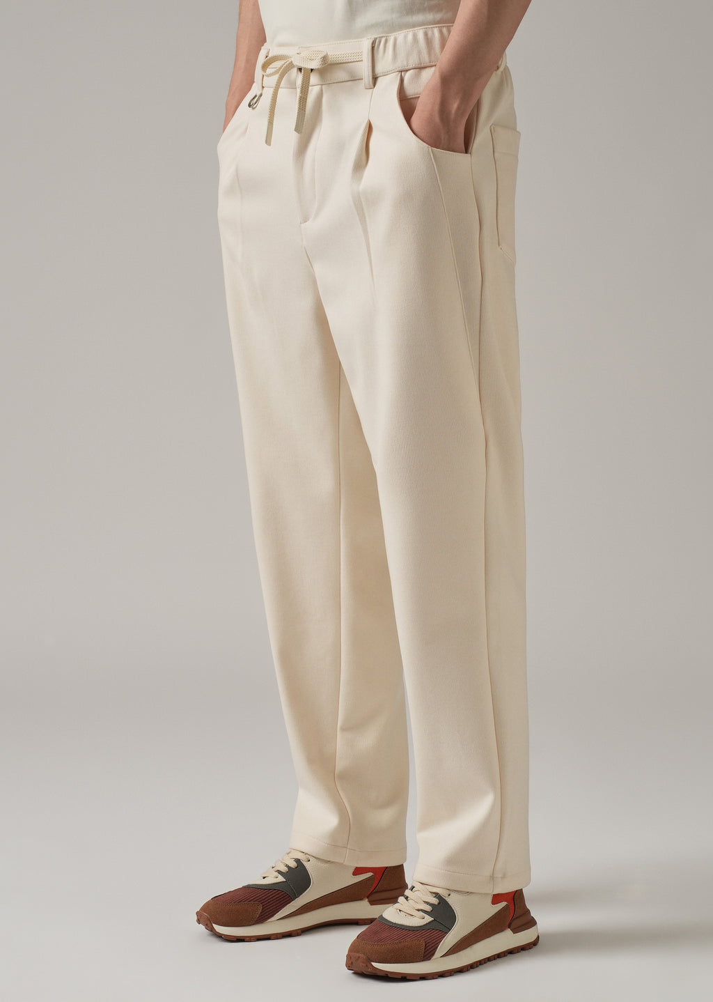 Cream Pin Stripe Suede Pant