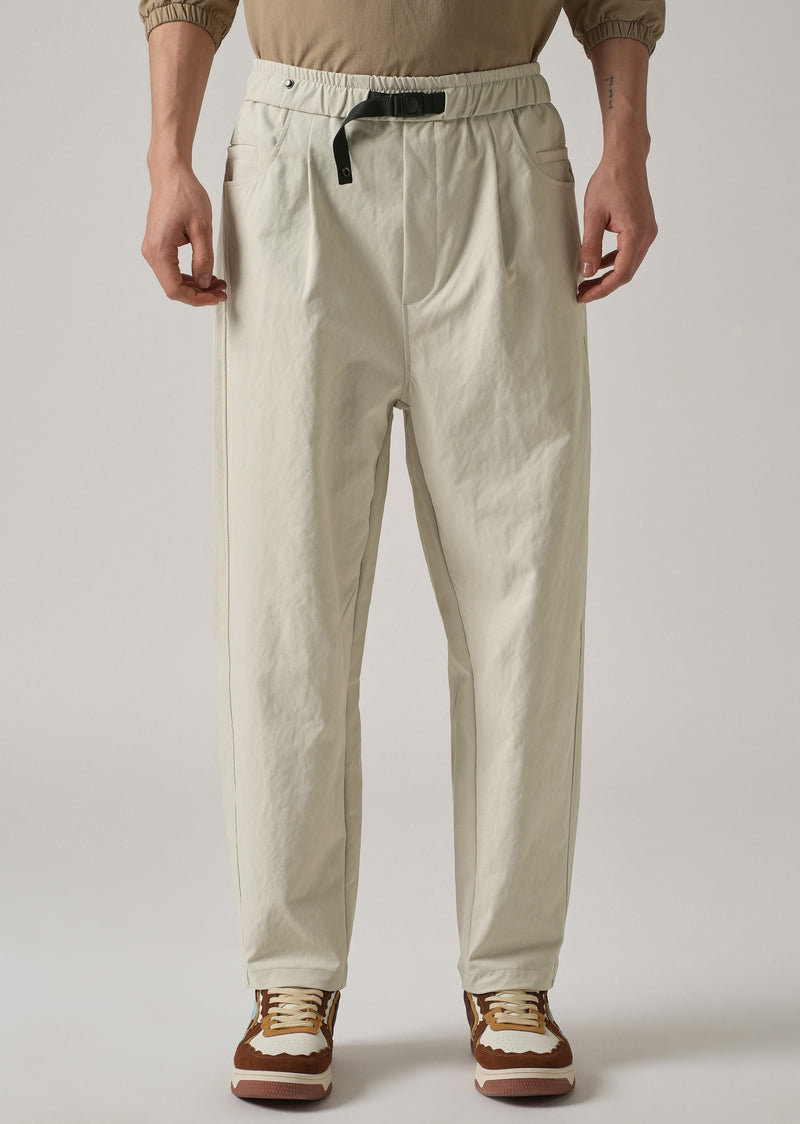 Cream Twill Relaxed Fit Pant