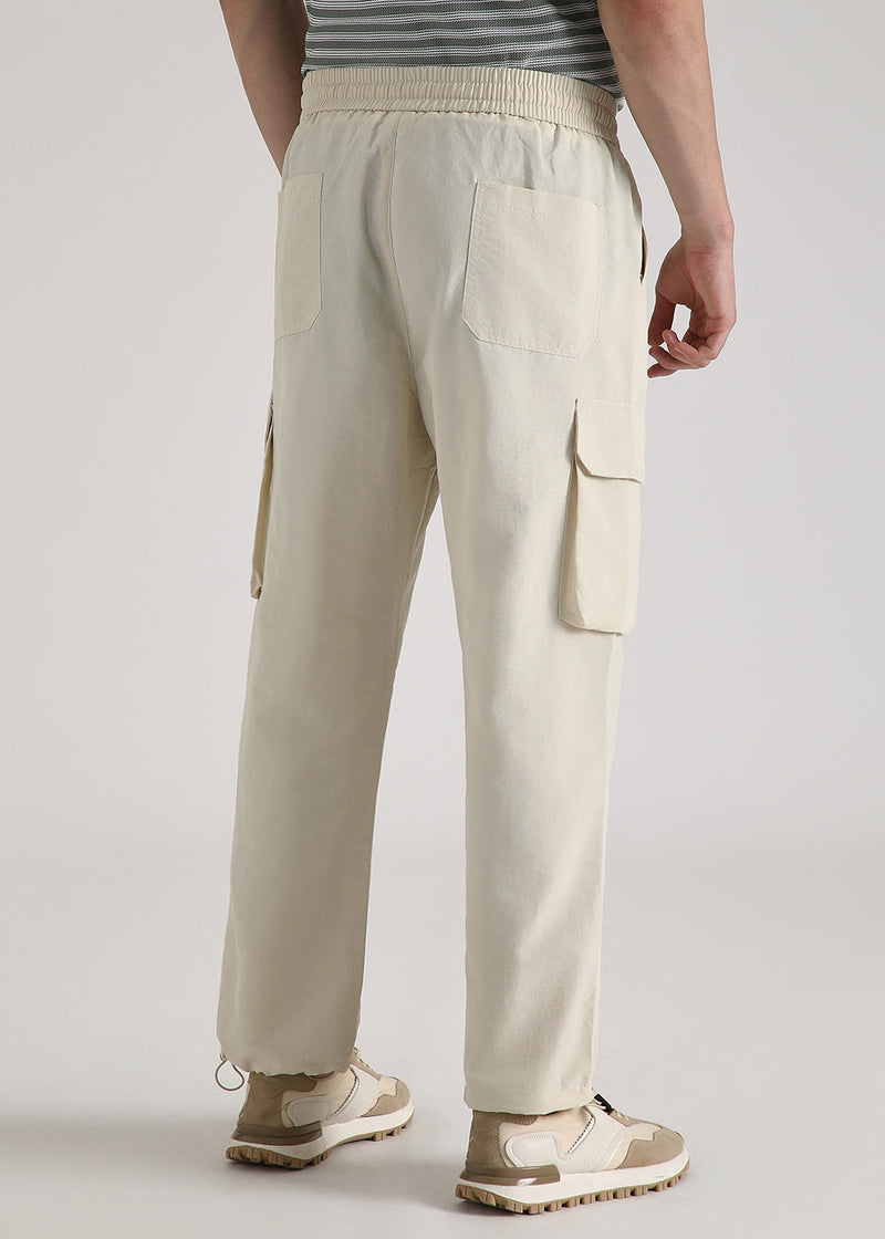 Cream Relaxed Fit Cargo Pant