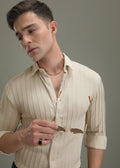 Cream Plain Stripe Shirt