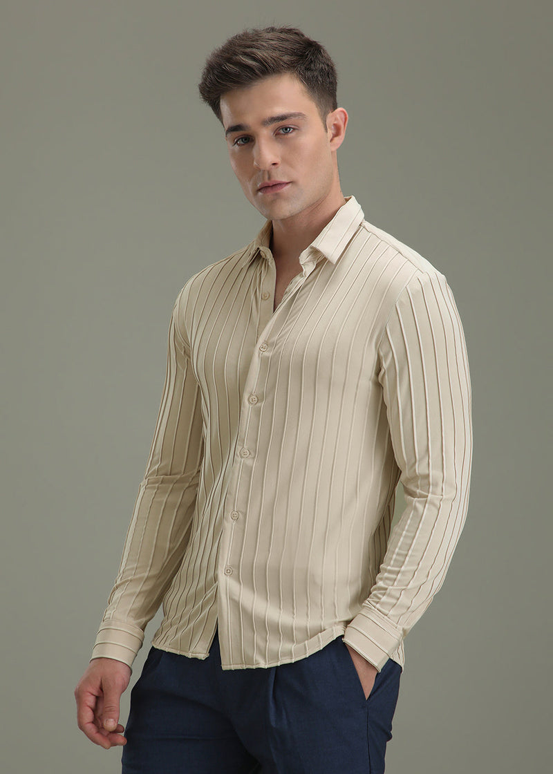 Cream Plain Stripe Shirt