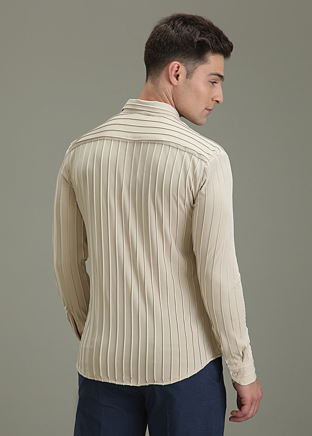 Cream Plain Stripe Shirt