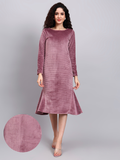 Women Dusty pink Velvet Fish-Cut Midi Dress