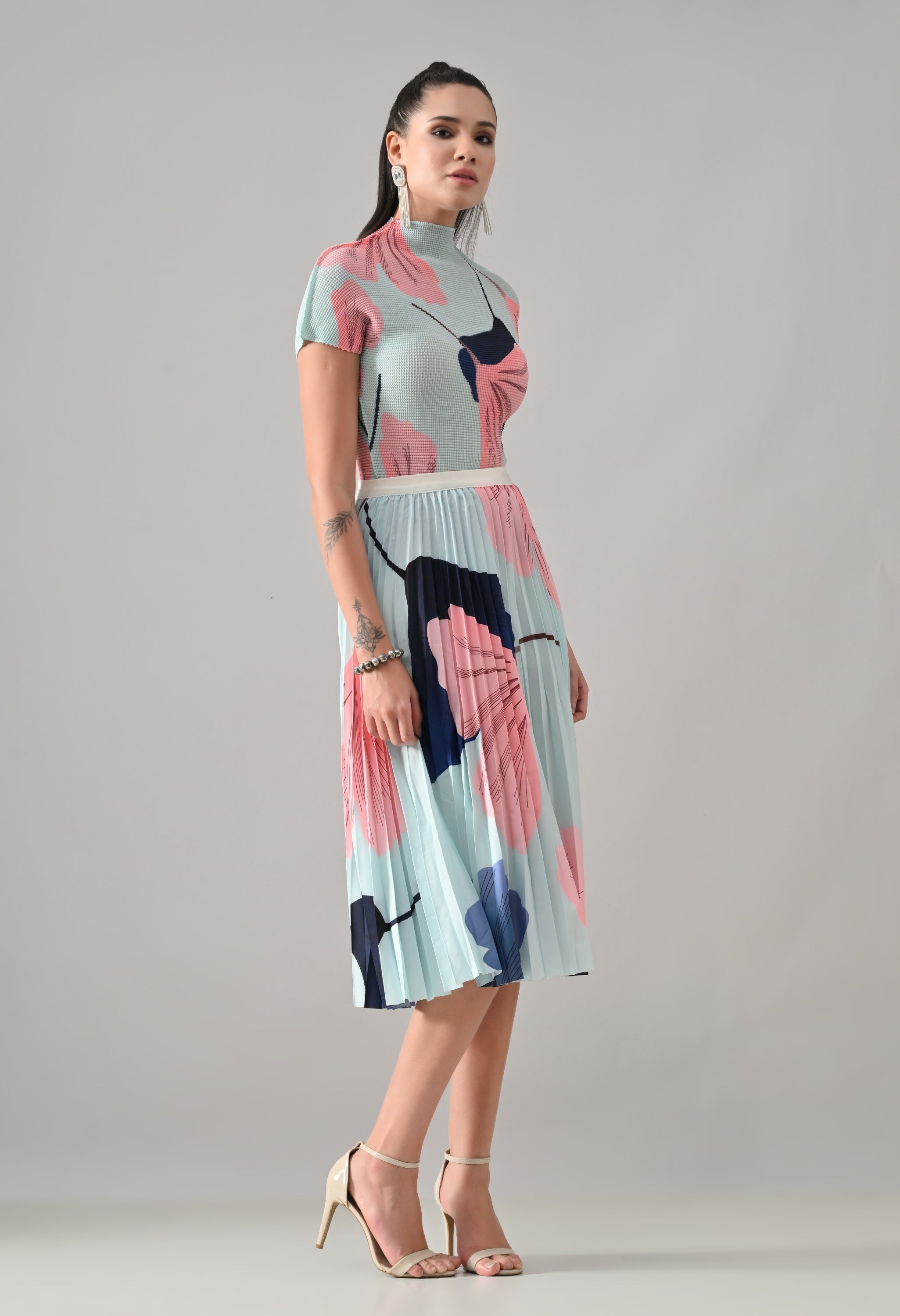 Aqua Pleated Co-ord Set - Aqua