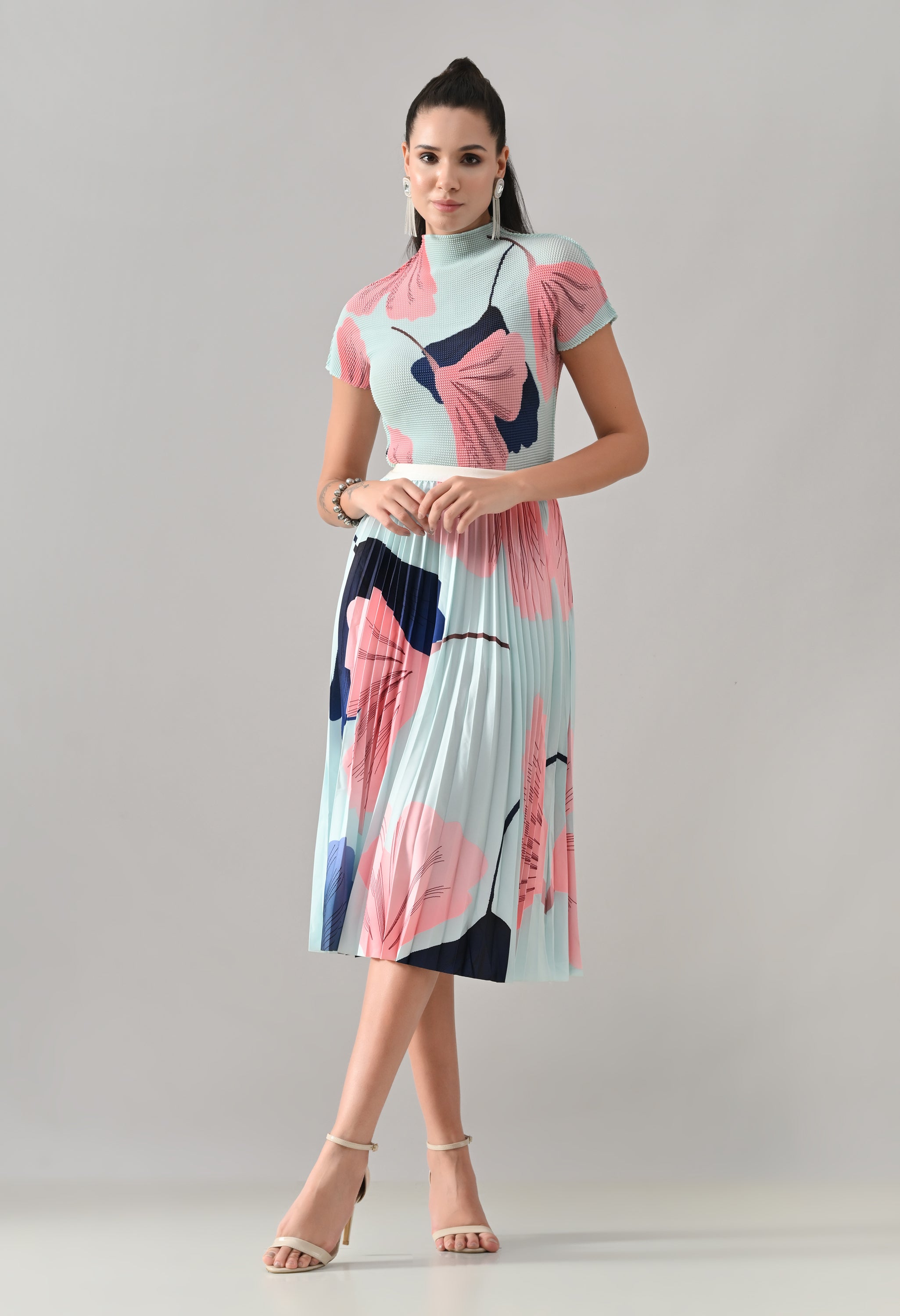 Aqua Pleated Co-ord Set - Aqua
