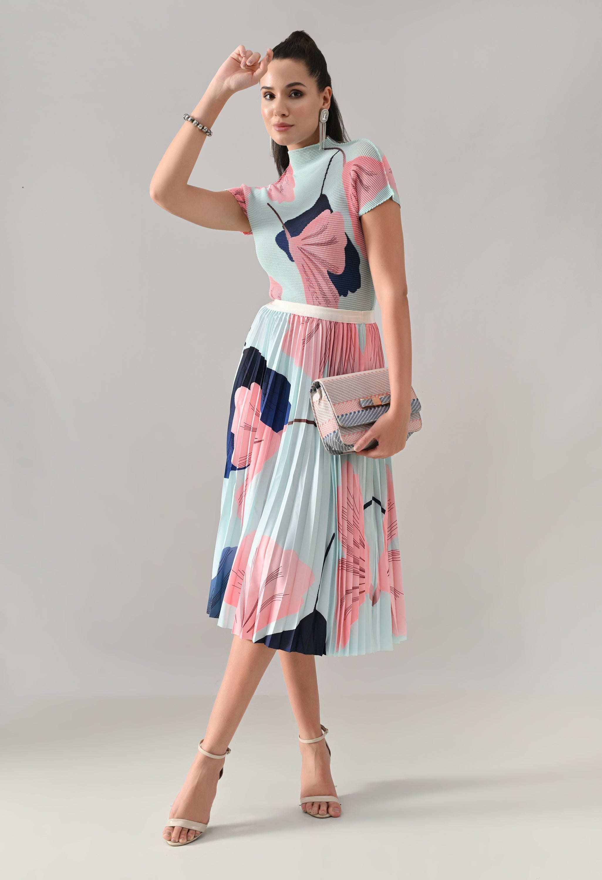 Aqua Pleated Co-ord Set - Aqua