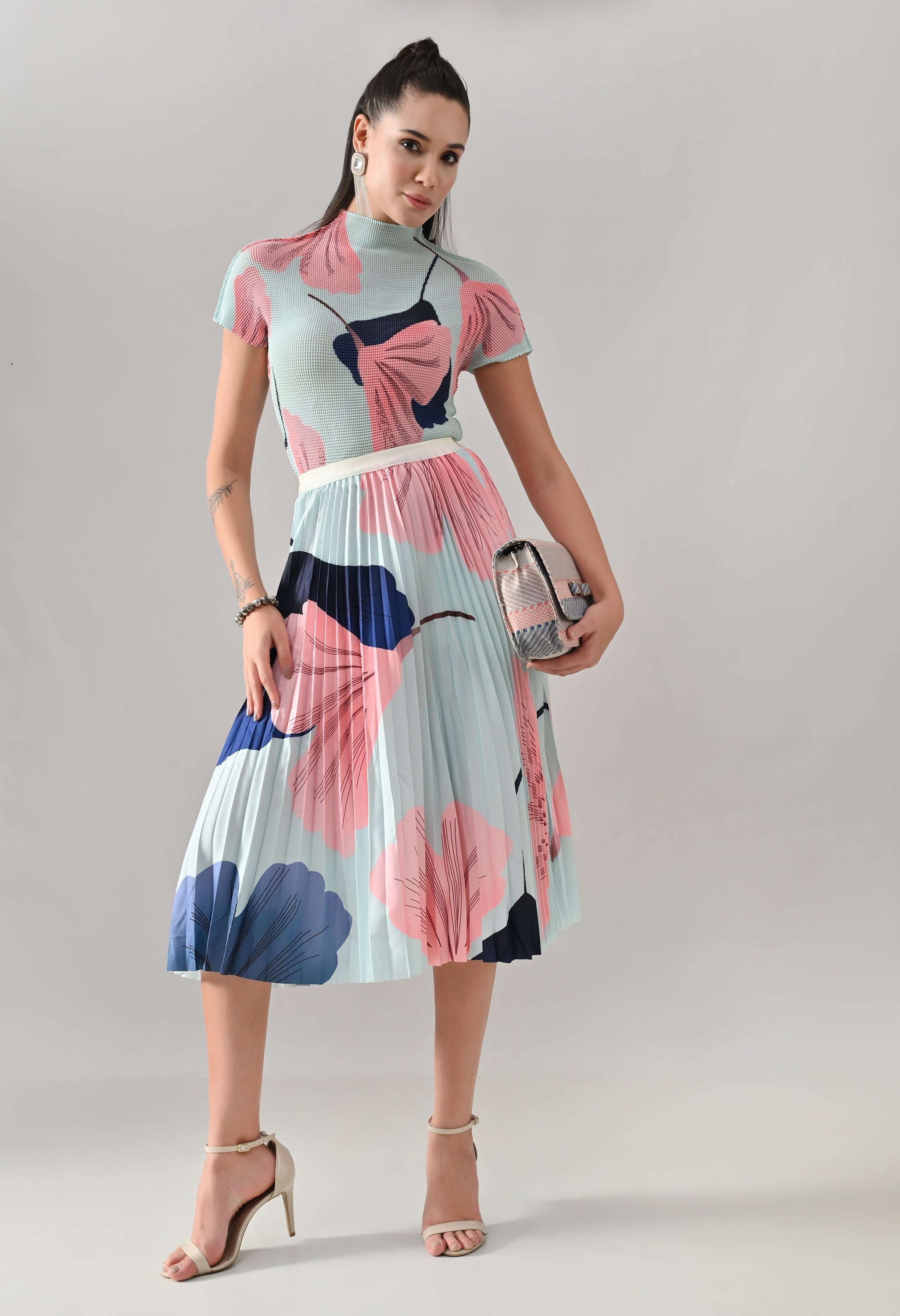Aqua Pleated Co-ord Set - Aqua