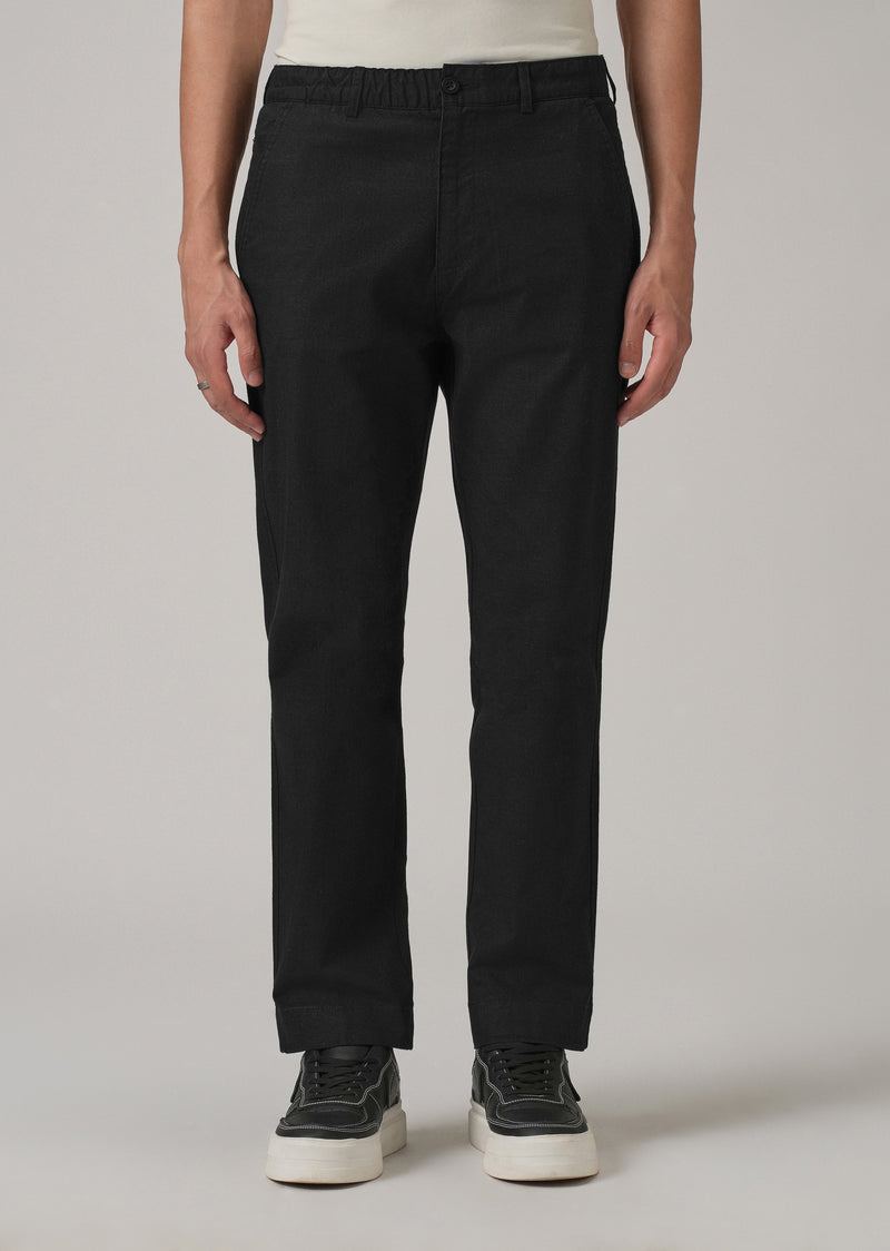 Dark Black Cotton Trouser