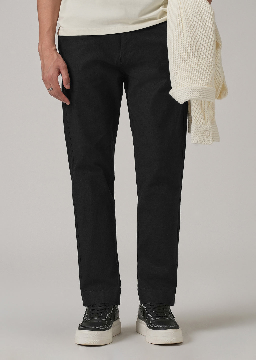 Dark Black Cotton Trouser