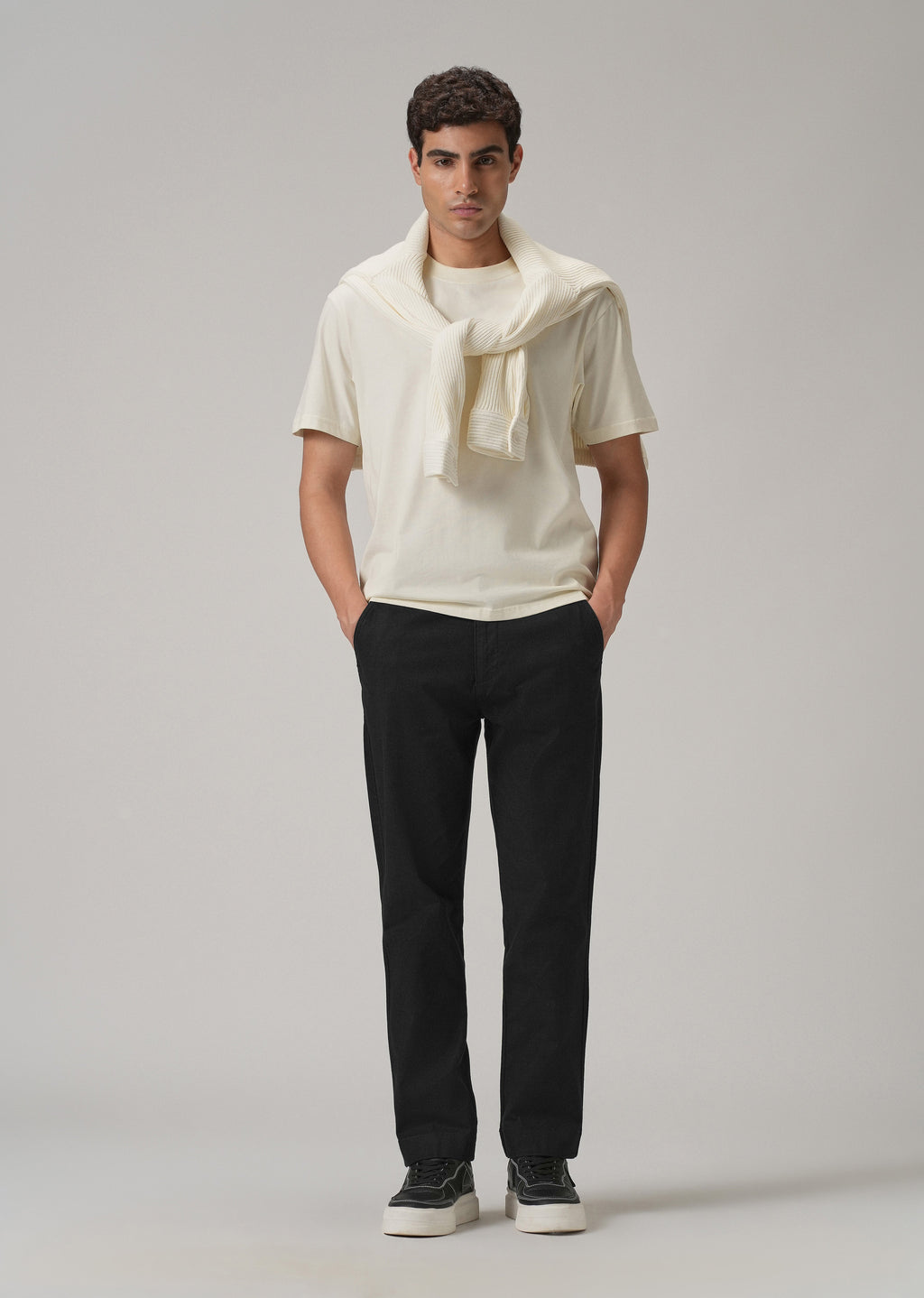 Dark Black Cotton Trouser