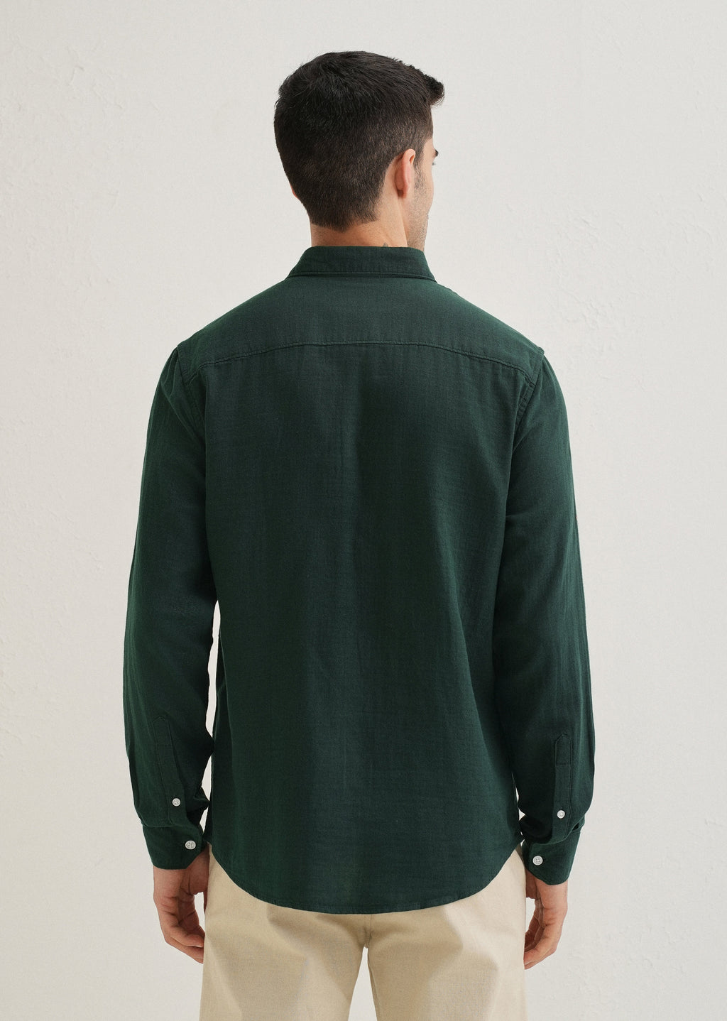 Dark Green Double Cloth Cotton Shirt