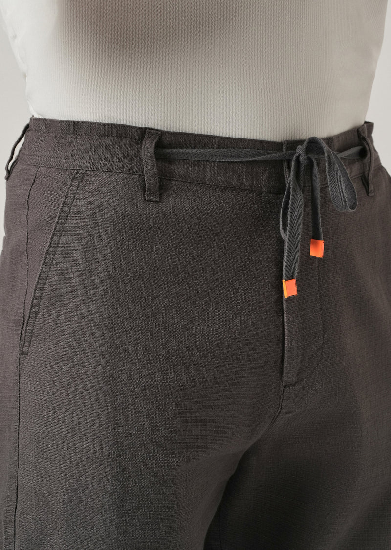Dark Grey Linen-Look Cotton Trousers