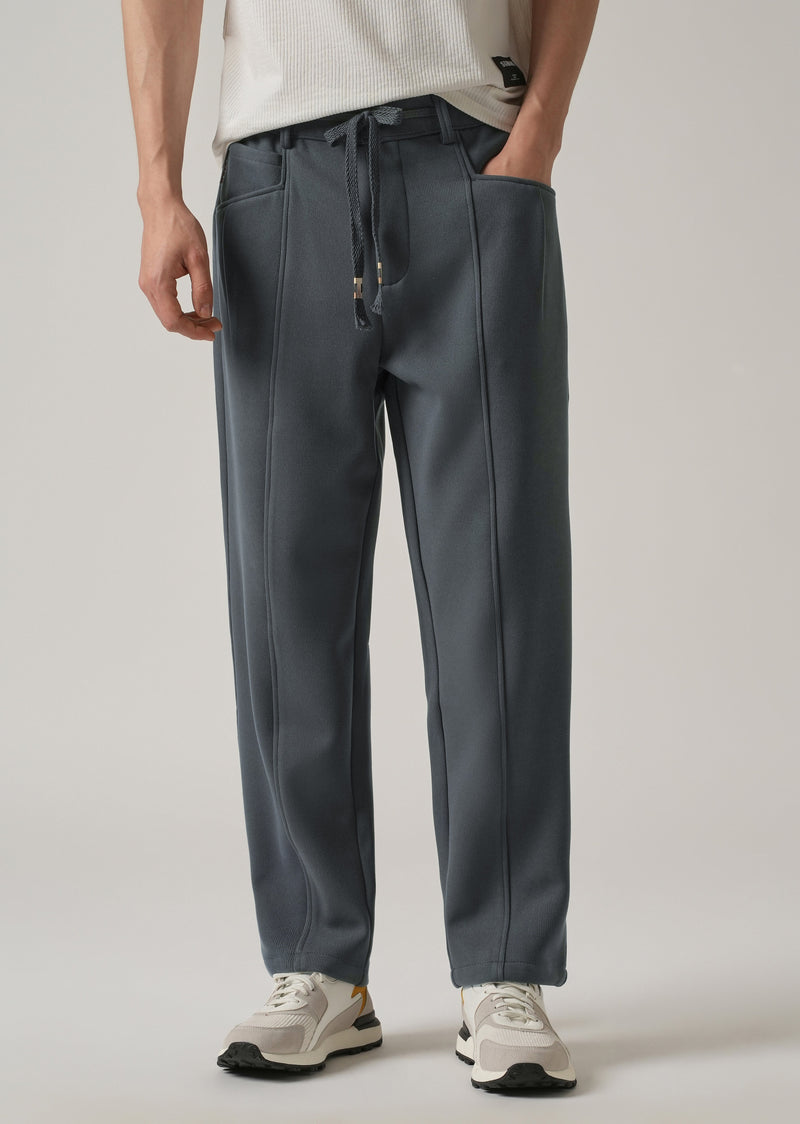 Dark Grey Corduroy Relaxed Fit Drawstring Pant