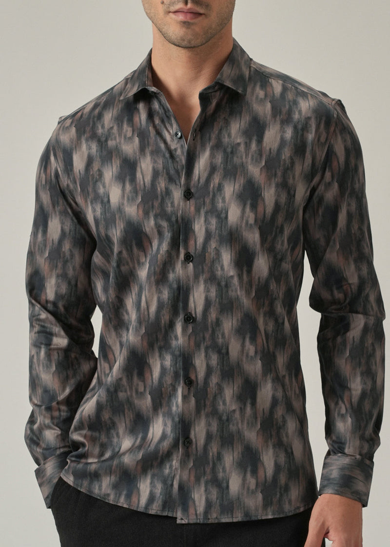 Dark Grey Textured Print Shirt