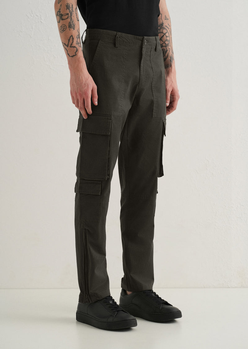Dark Olive Zipper Cargo Pant