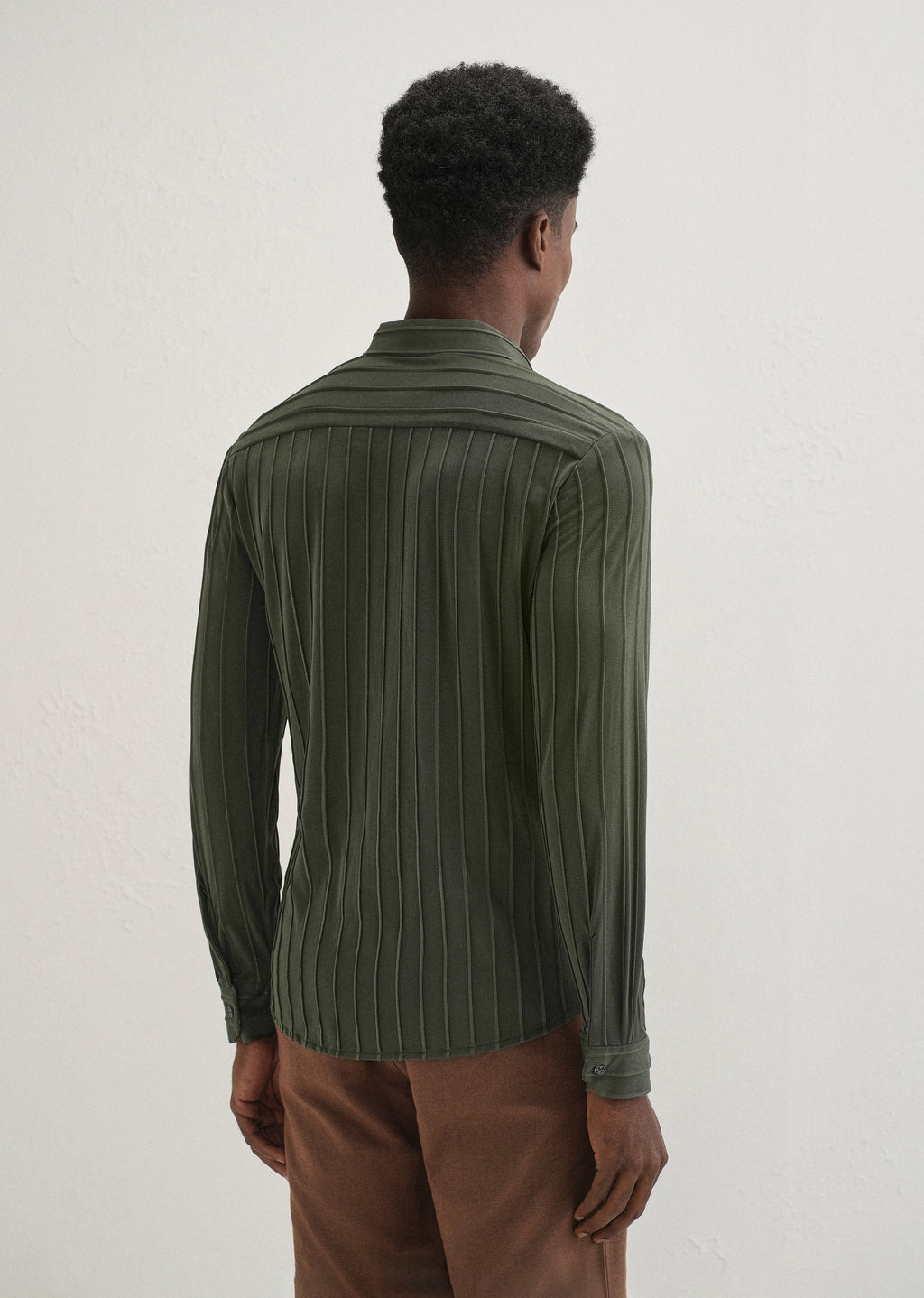 Dark Green Plain Stripe Shirt