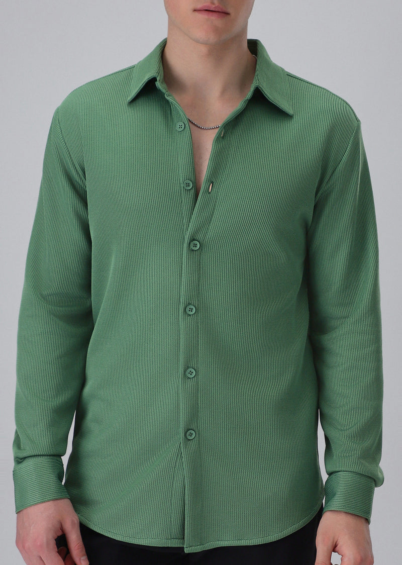 Sage Green Plain Knitted Shirt