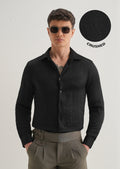 Deep Black Plain Crushed Satin Shirt