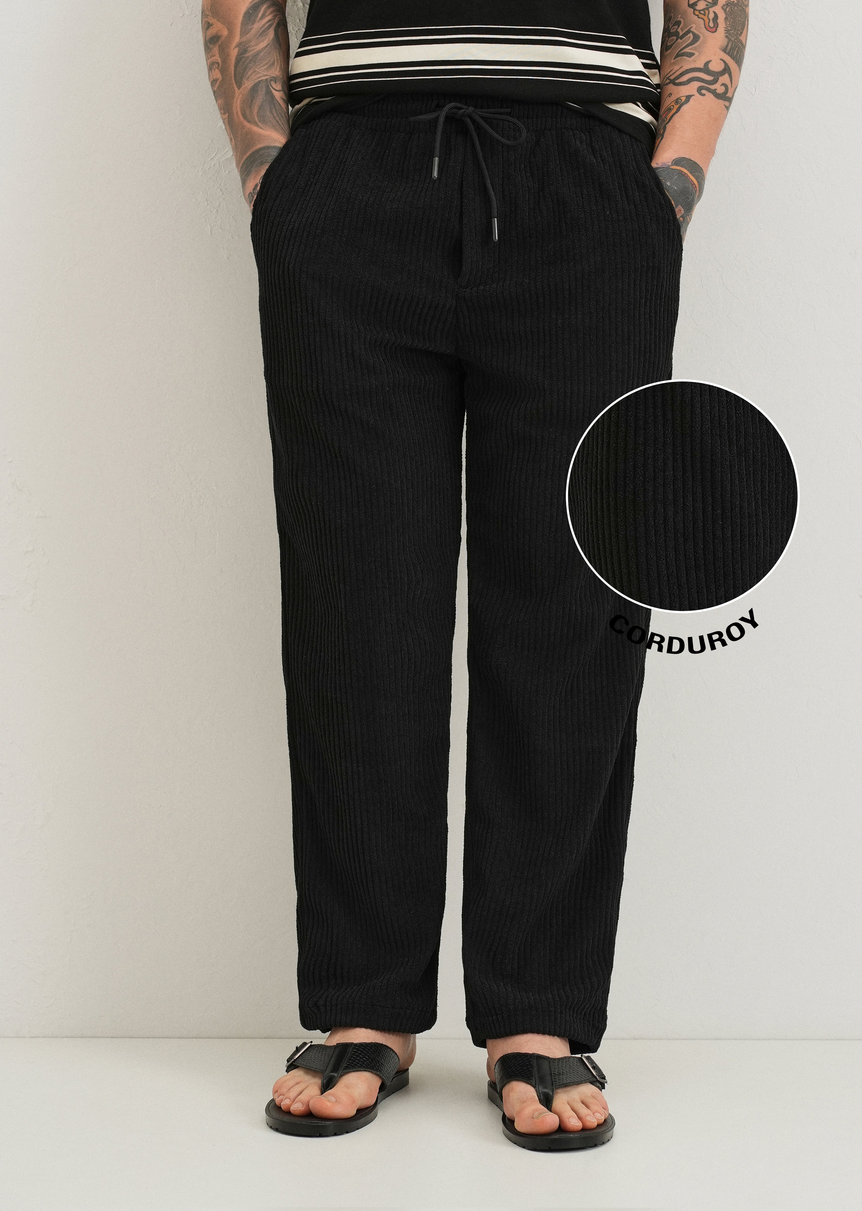 Deep Black Corduroy Pant