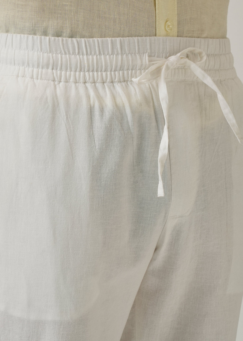Drawstring White Linen Pant