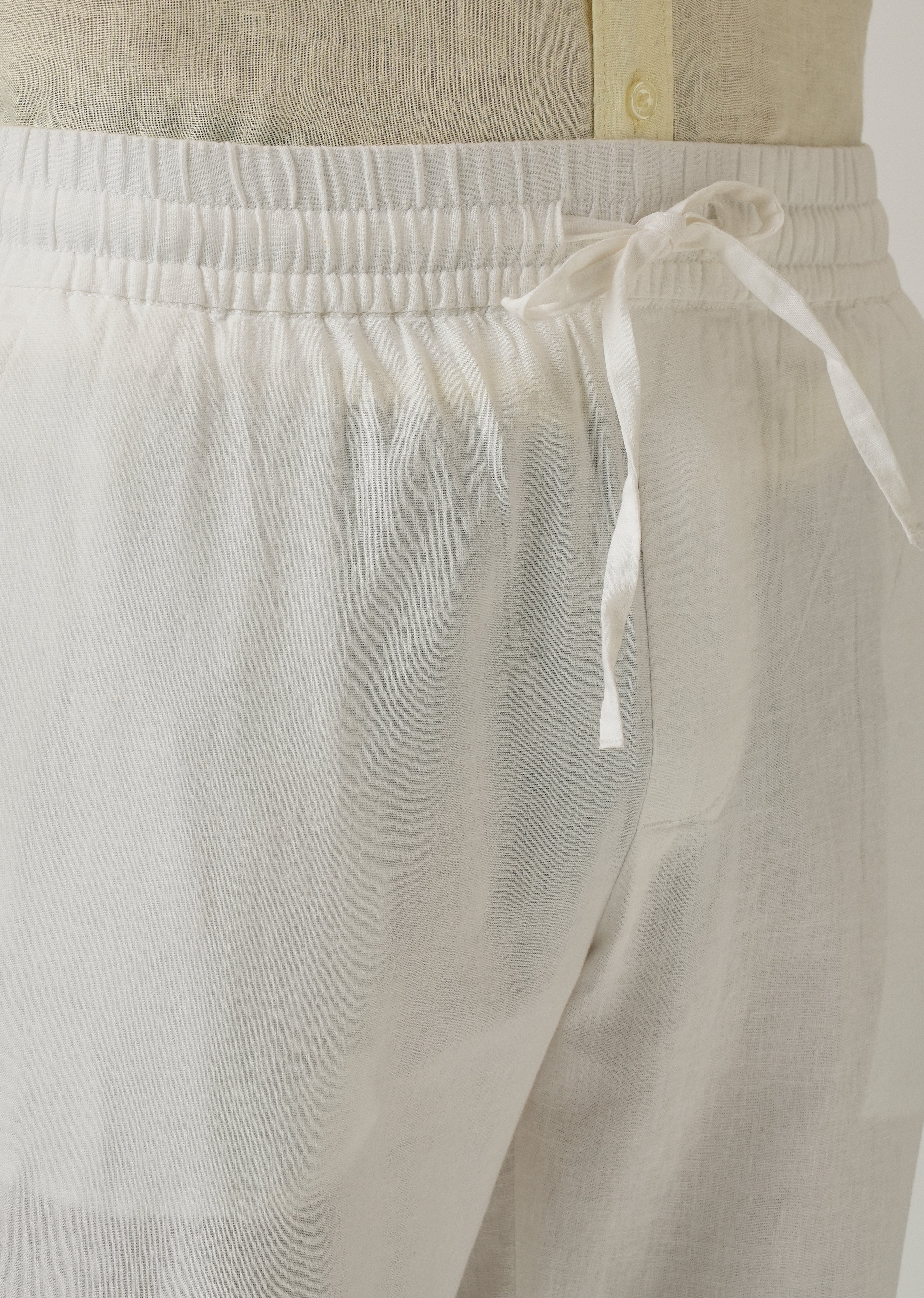 Drawstring White Linen Pant