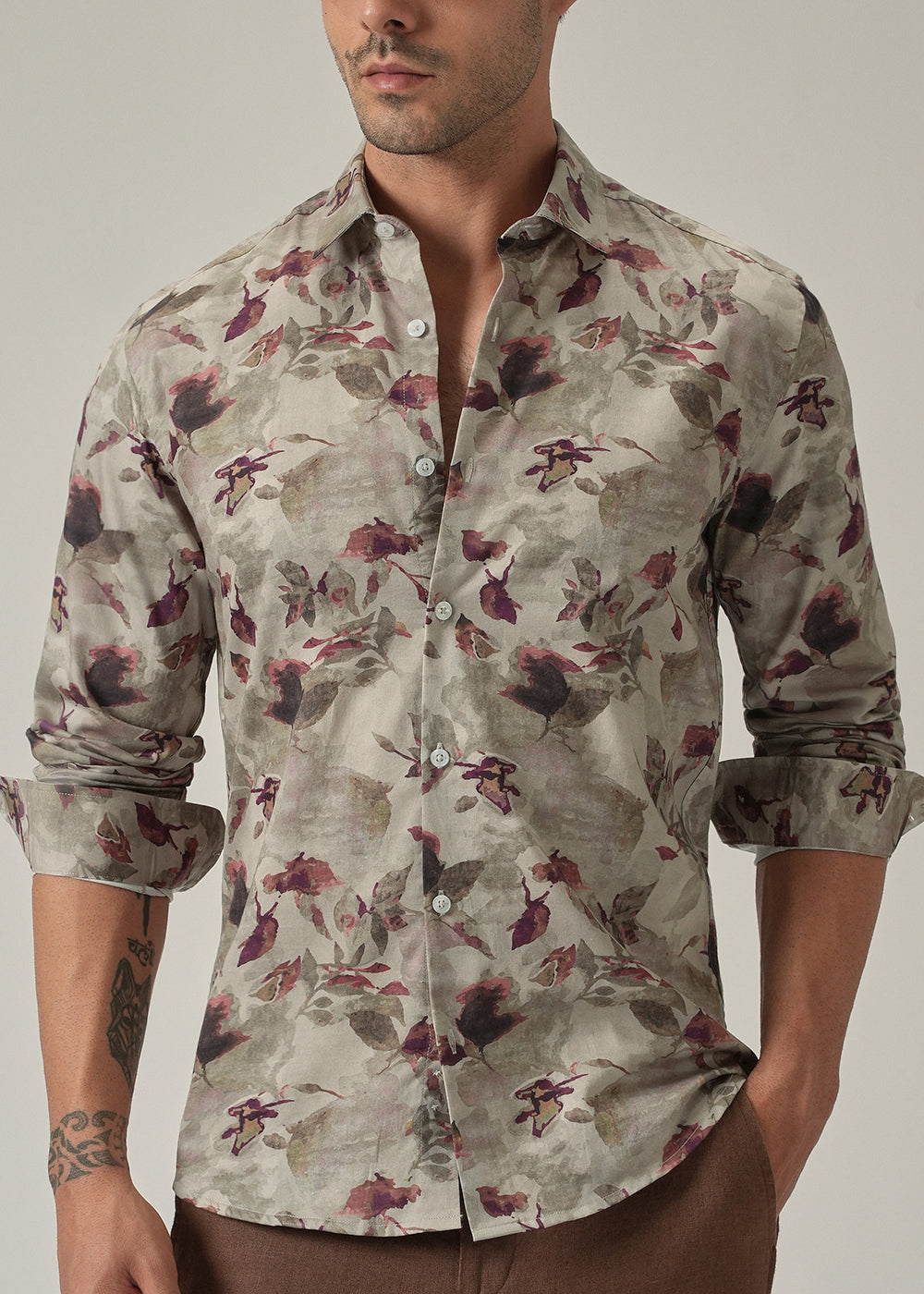 Dusty Rose Floral Print Shirt