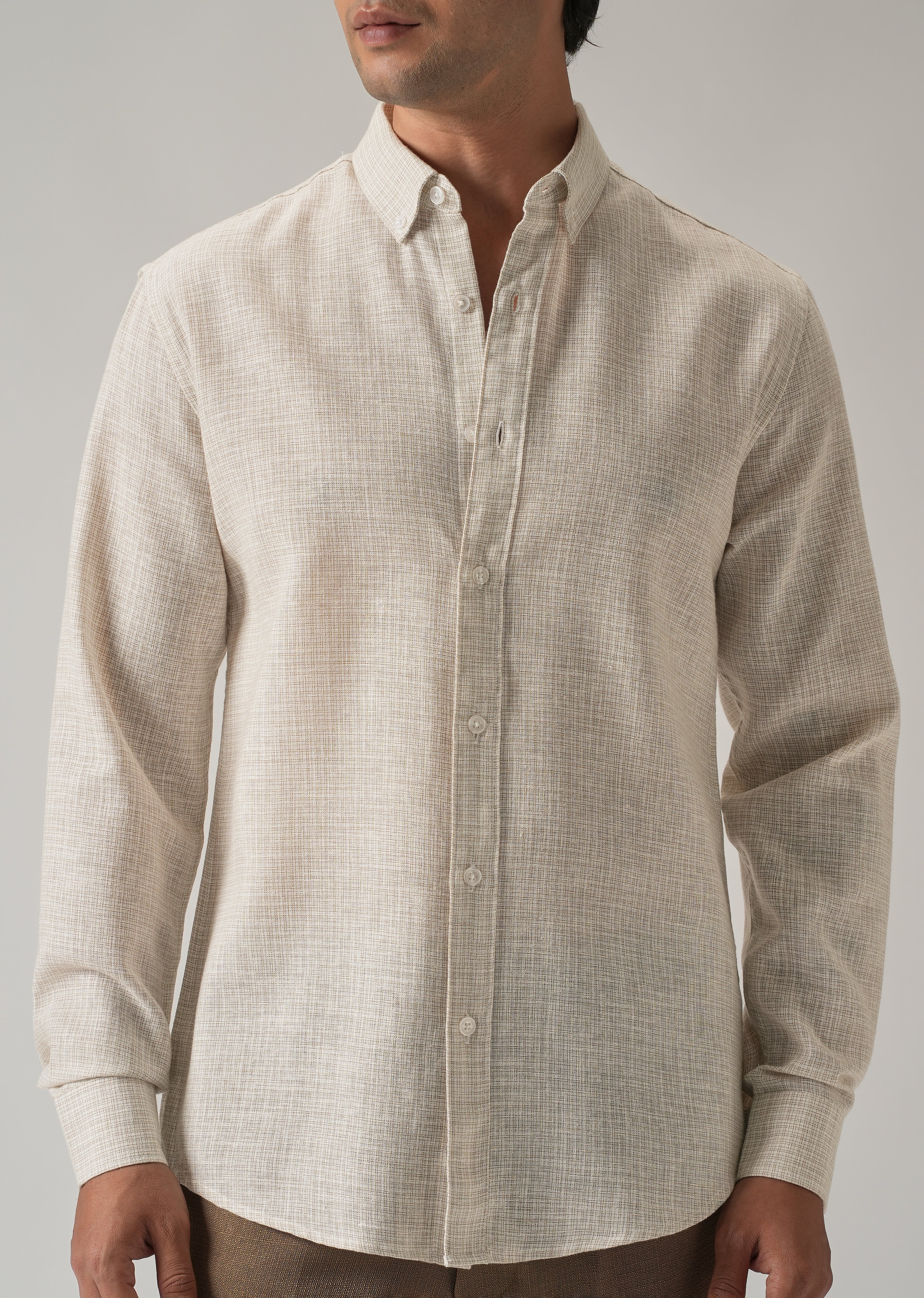 Ecru Beige Blended Linen shirt