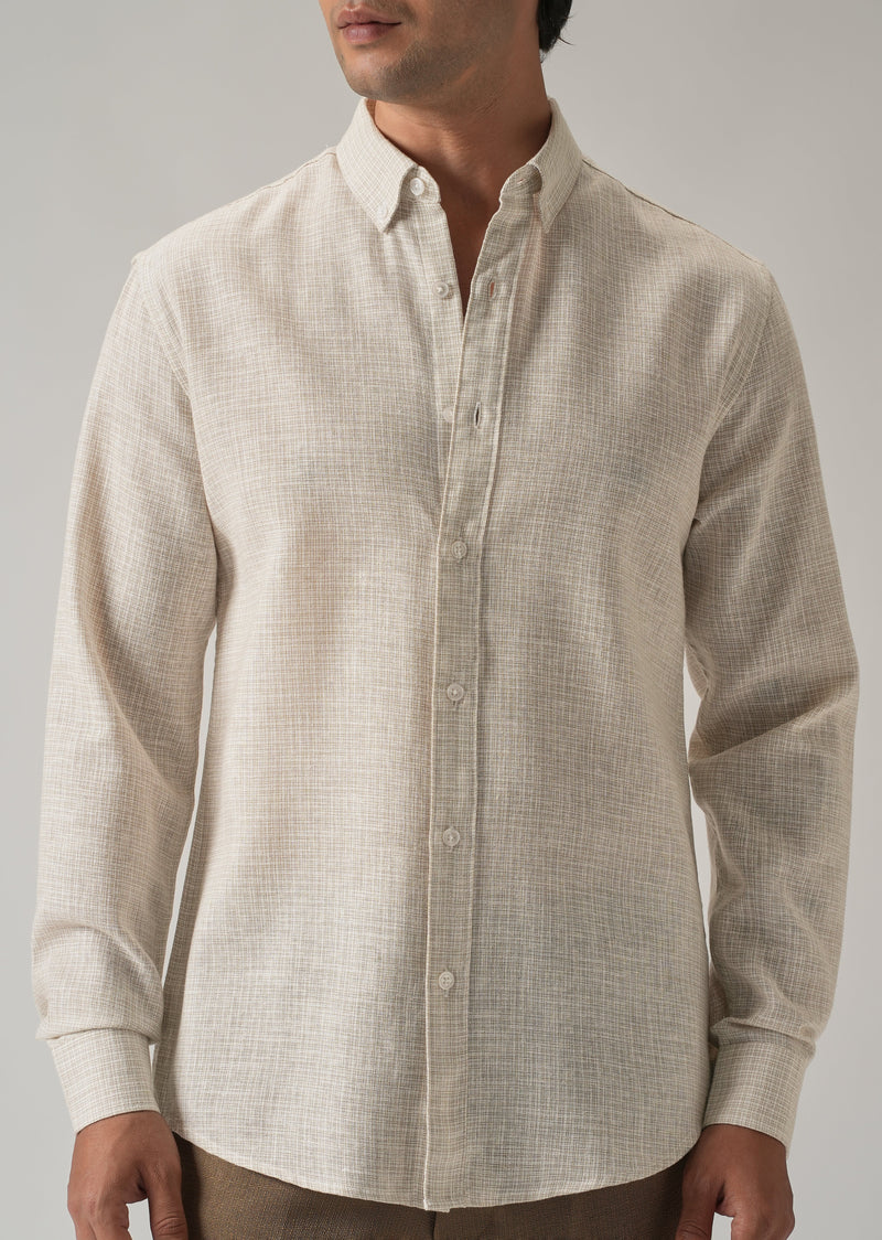 Ecru Beige Blended Linen shirt