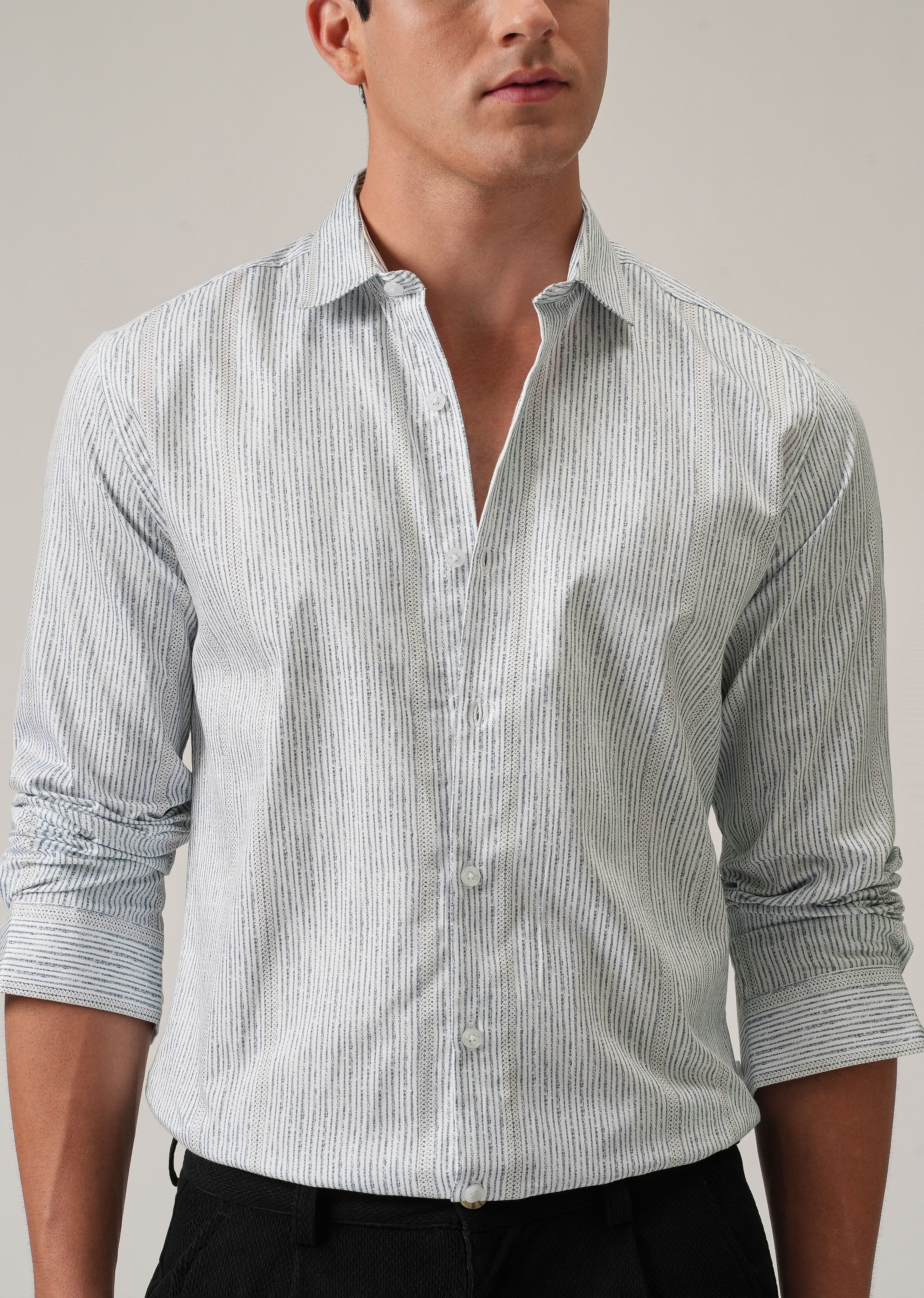 Fine Line Stripe Print Shirt