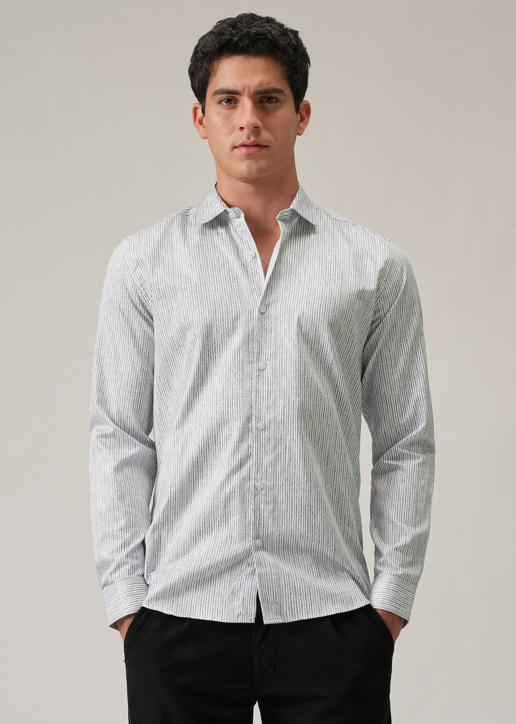 Fine Line Stripe Print Shirt