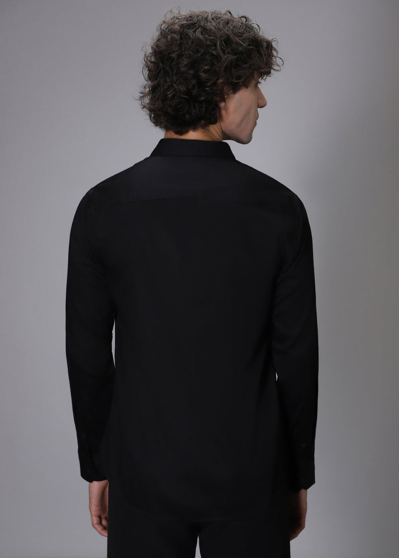 Flecked Sequin Black Designer Shirt