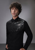 Flecked Sequin Black Designer Shirt
