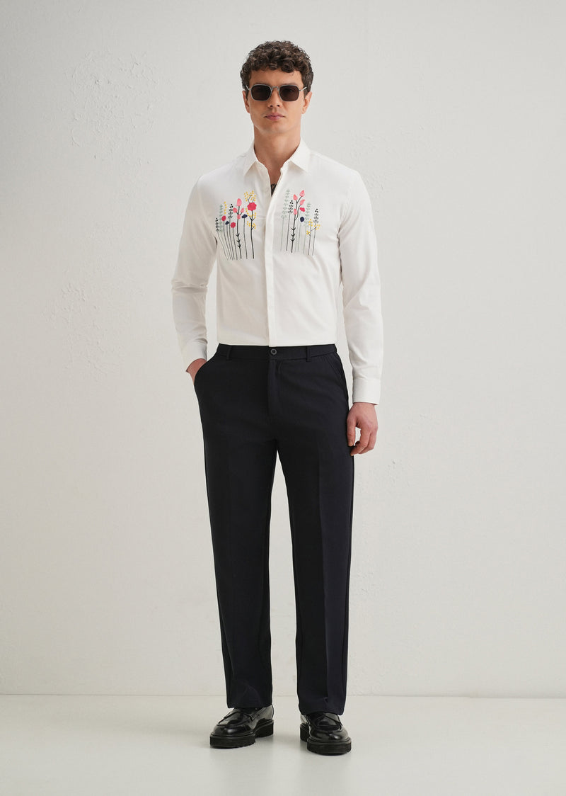 Floral Artistry White Designer Shirt