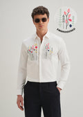 Floral Artistry White Designer Shirt