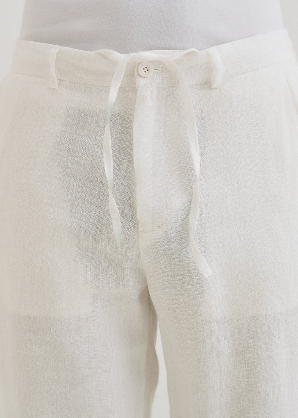 Glacier White Linen pant