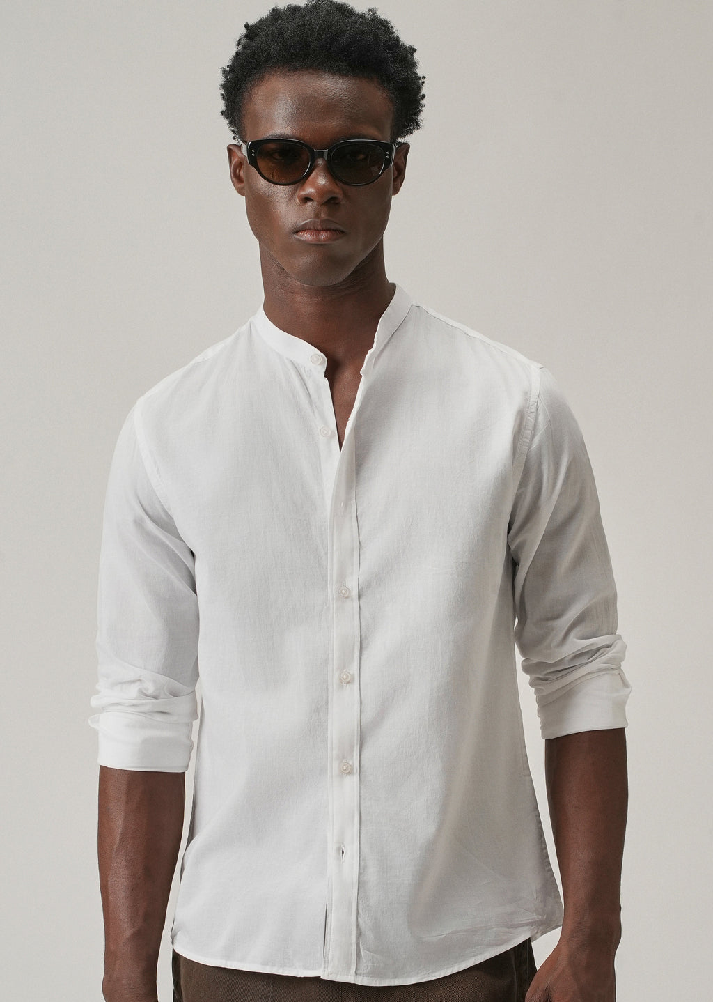 Glaze White Plain Cotton Shirt