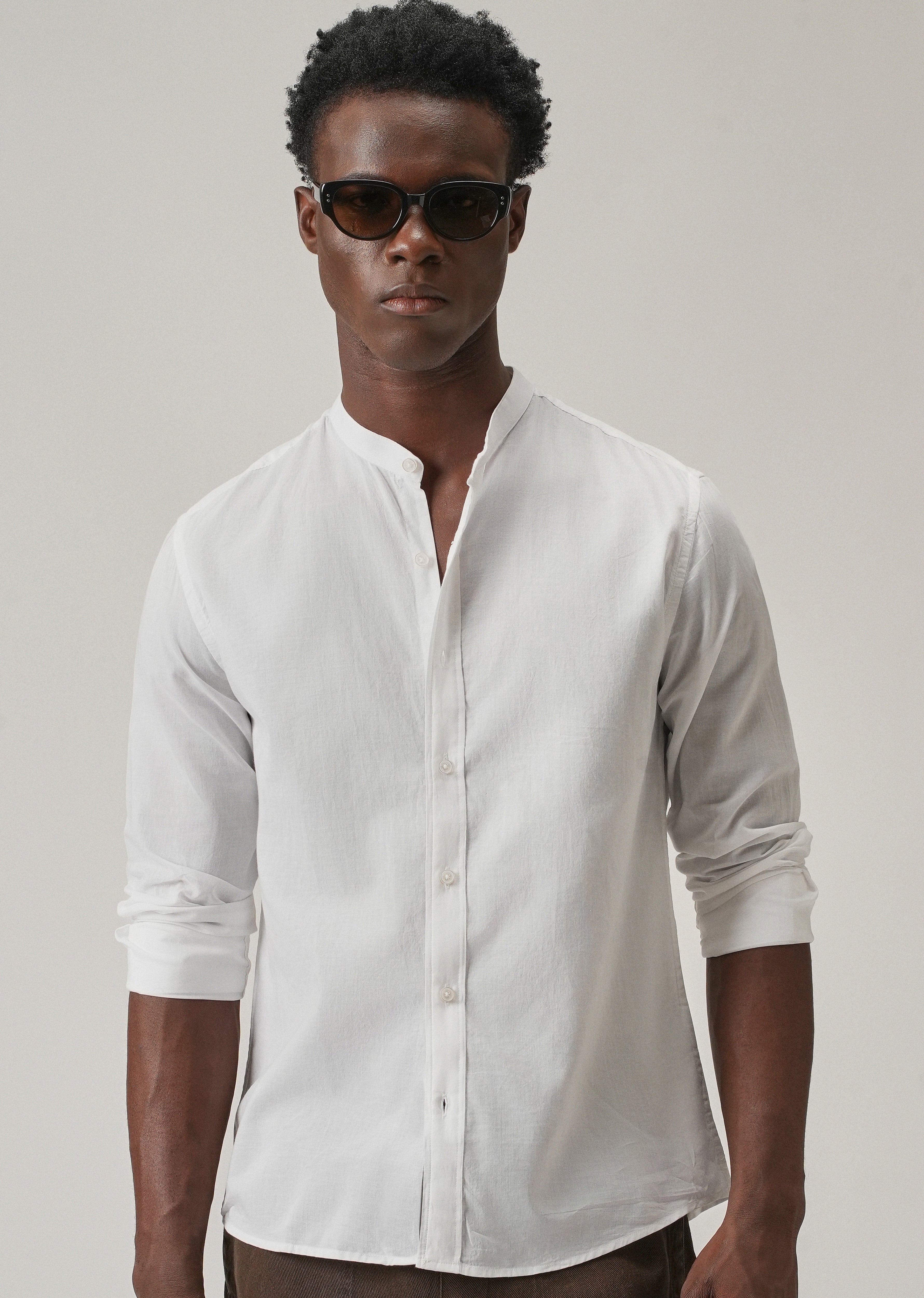 Glaze White Plain Cotton Shirt