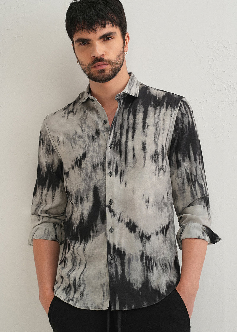 Gradient Grey Abstract Printed Shirt