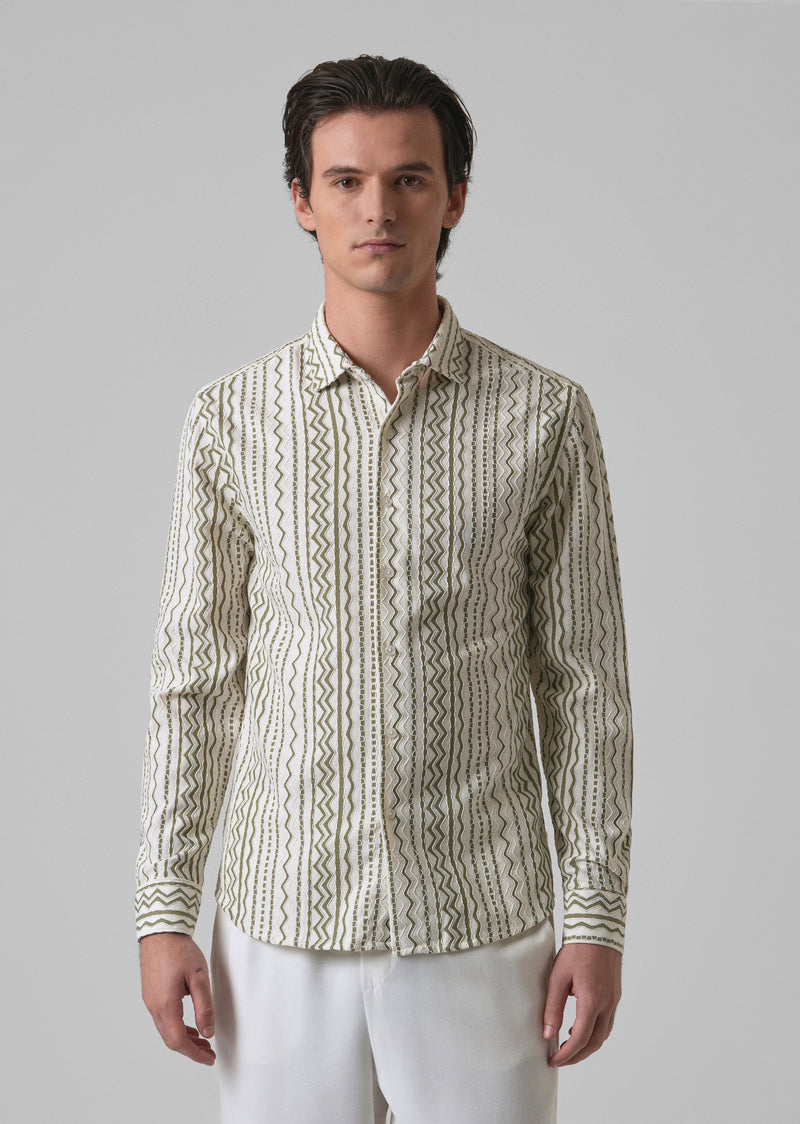 Green Self Pattern Shirt