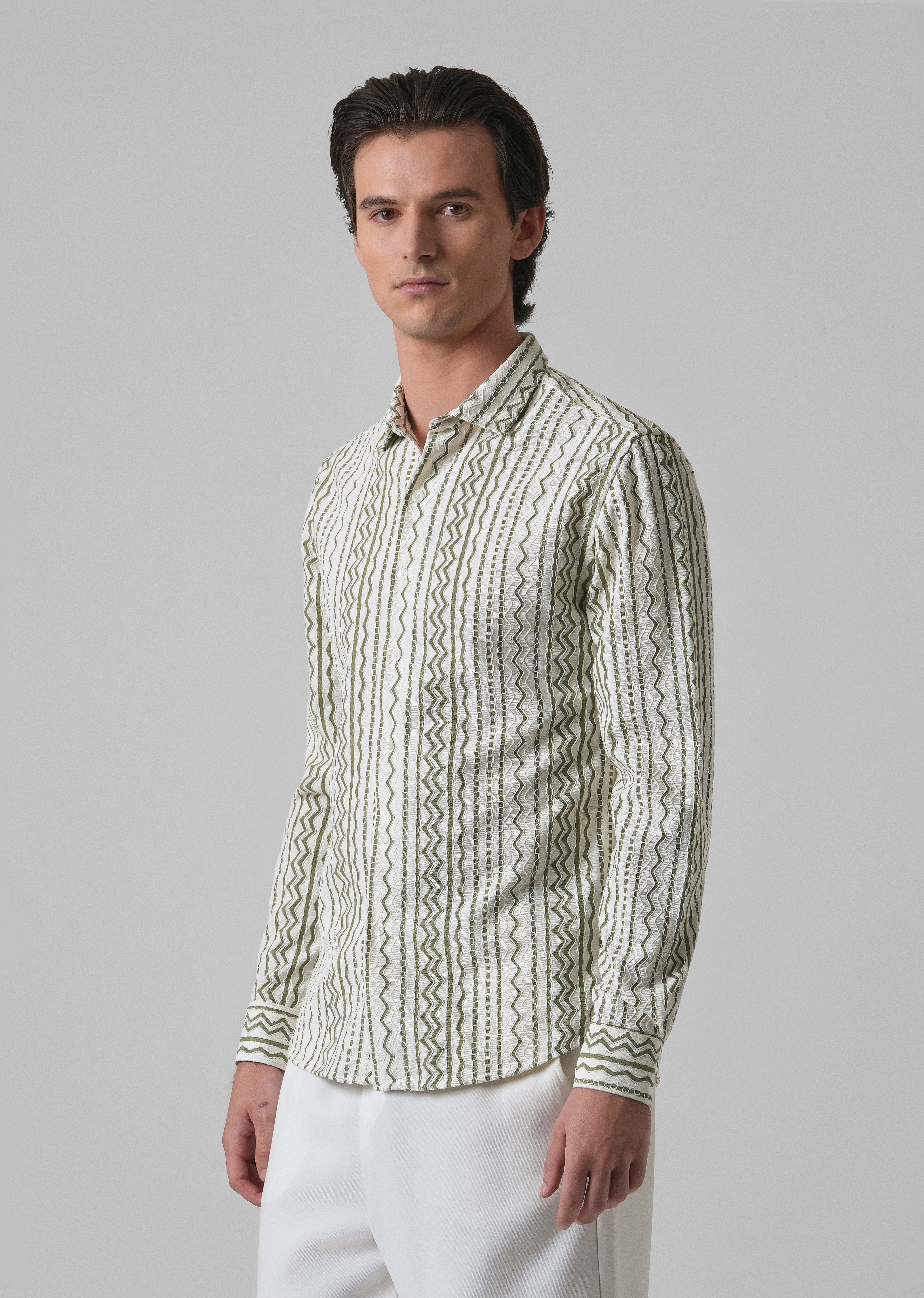 Green Self Pattern Shirt
