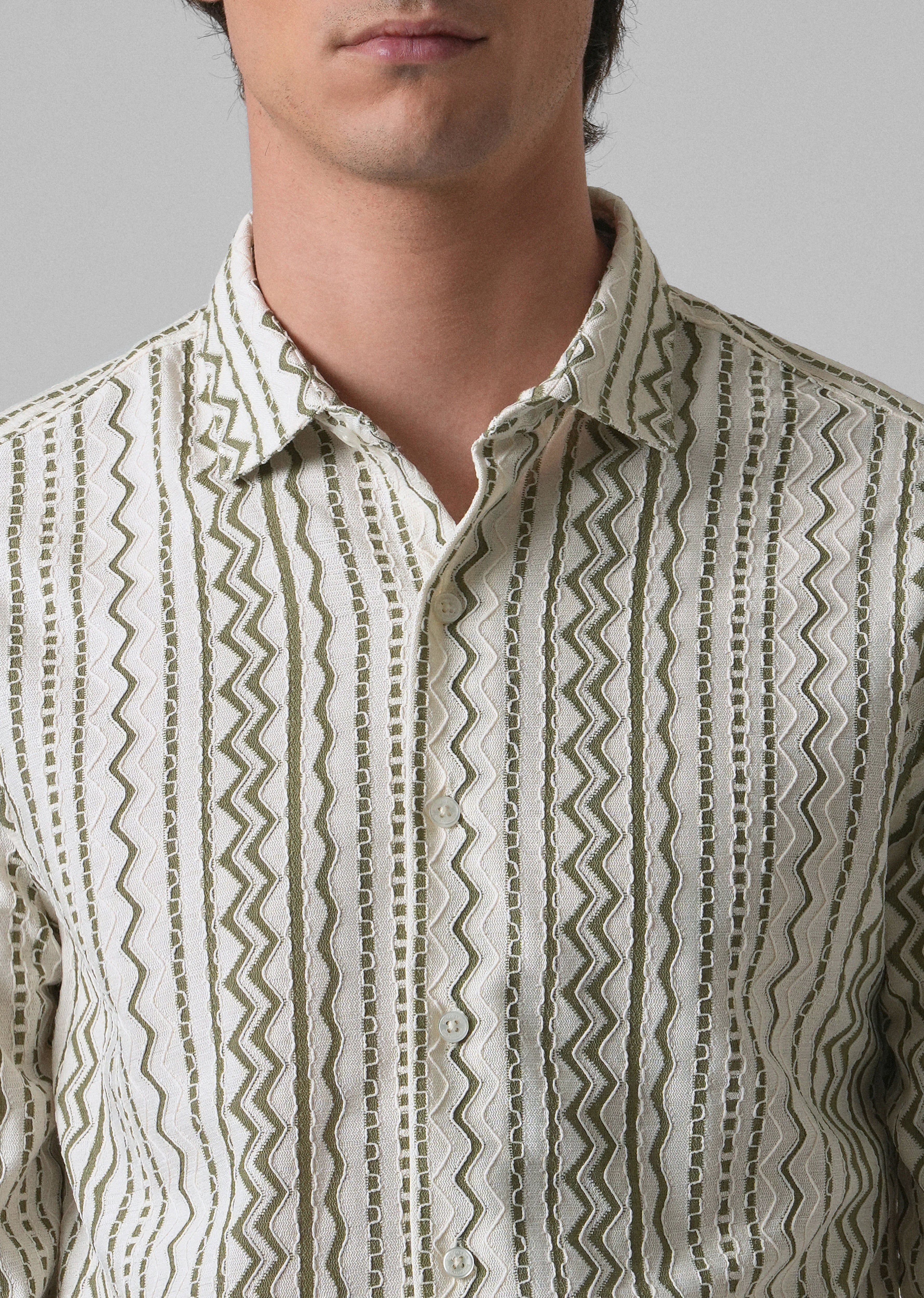 Green Self Pattern Shirt