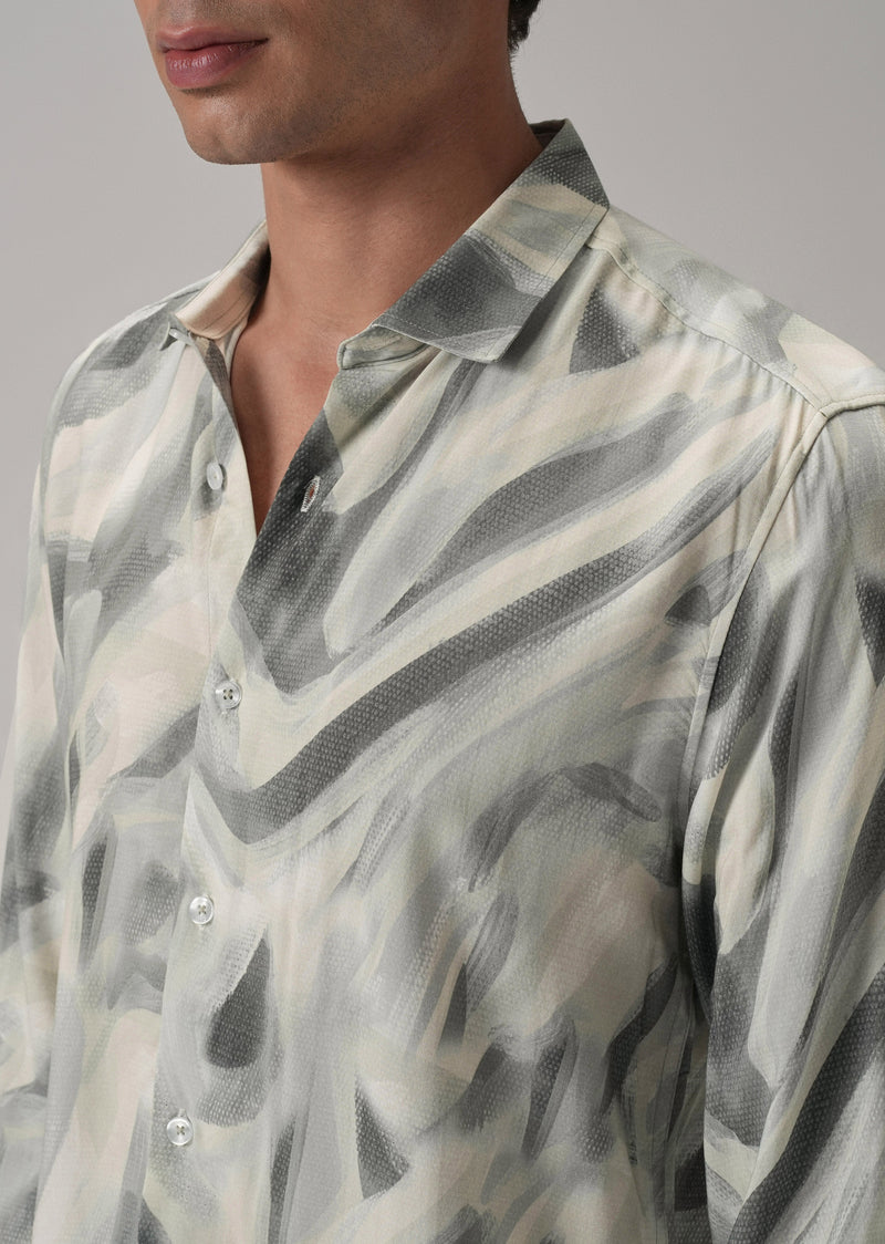 Green Texture Swirl Printed Shirt