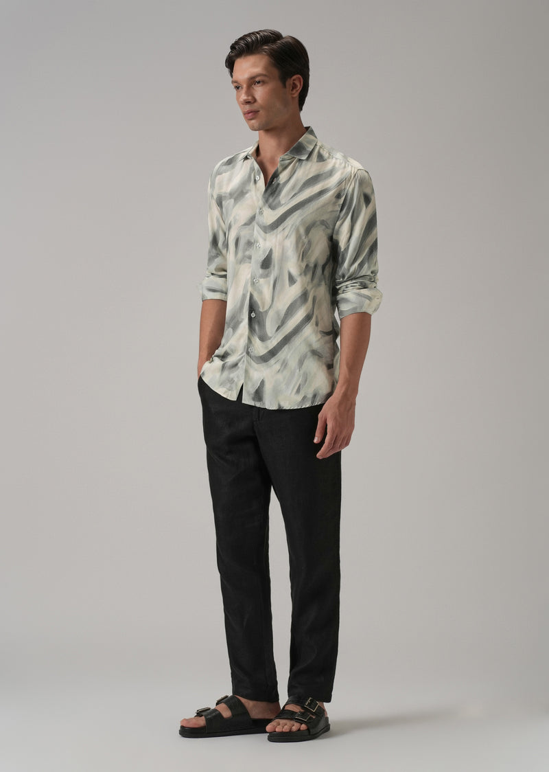 Green Texture Swirl Printed Shirt