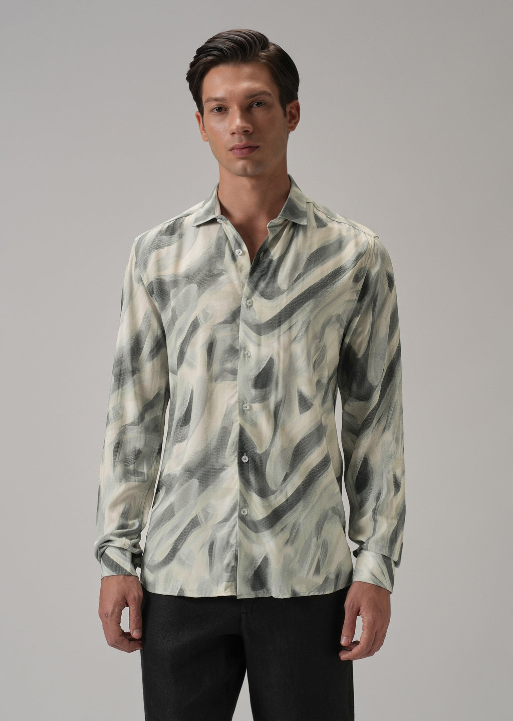 Green Texture Swirl Printed Shirt