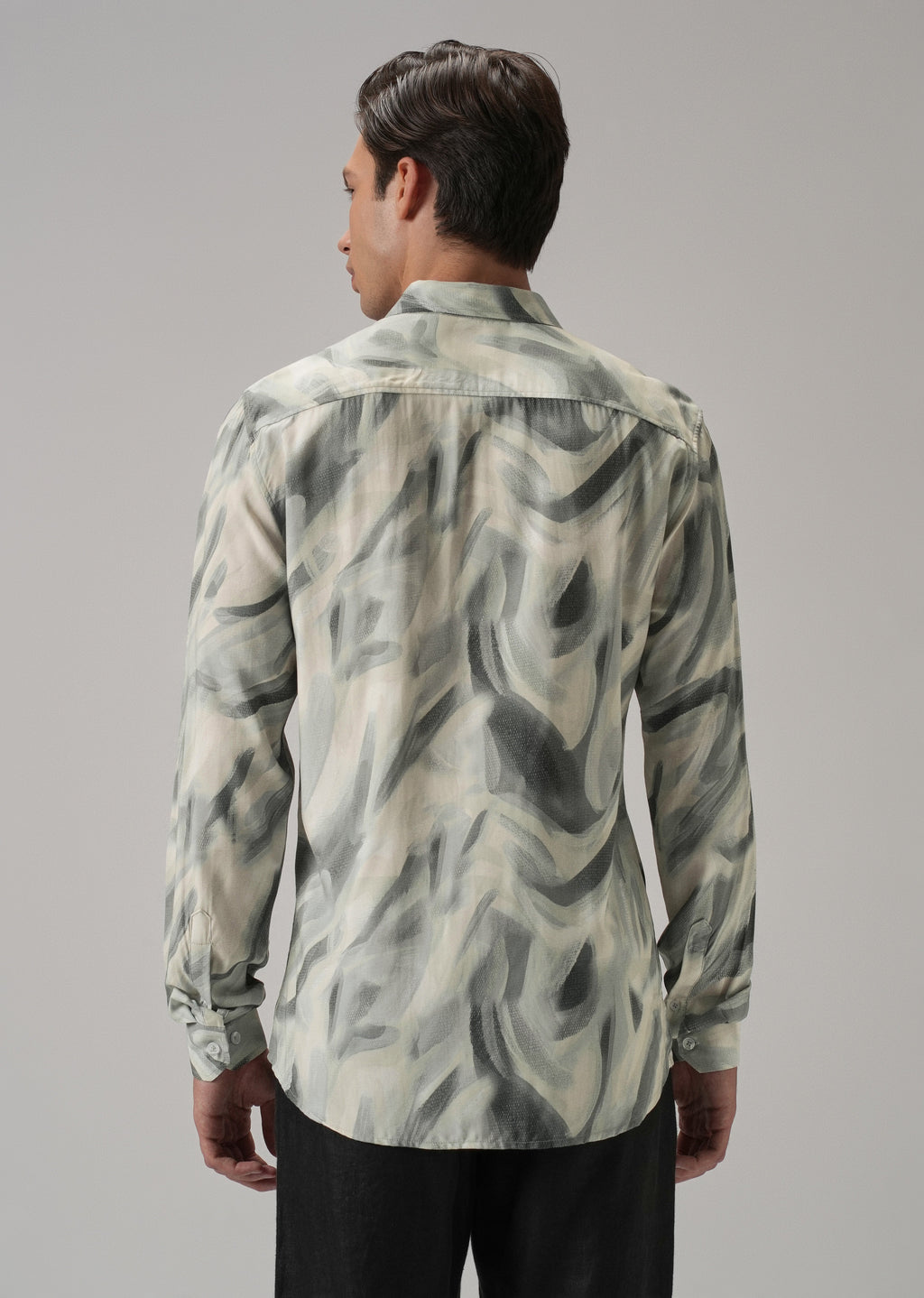 Green Texture Swirl Printed Shirt