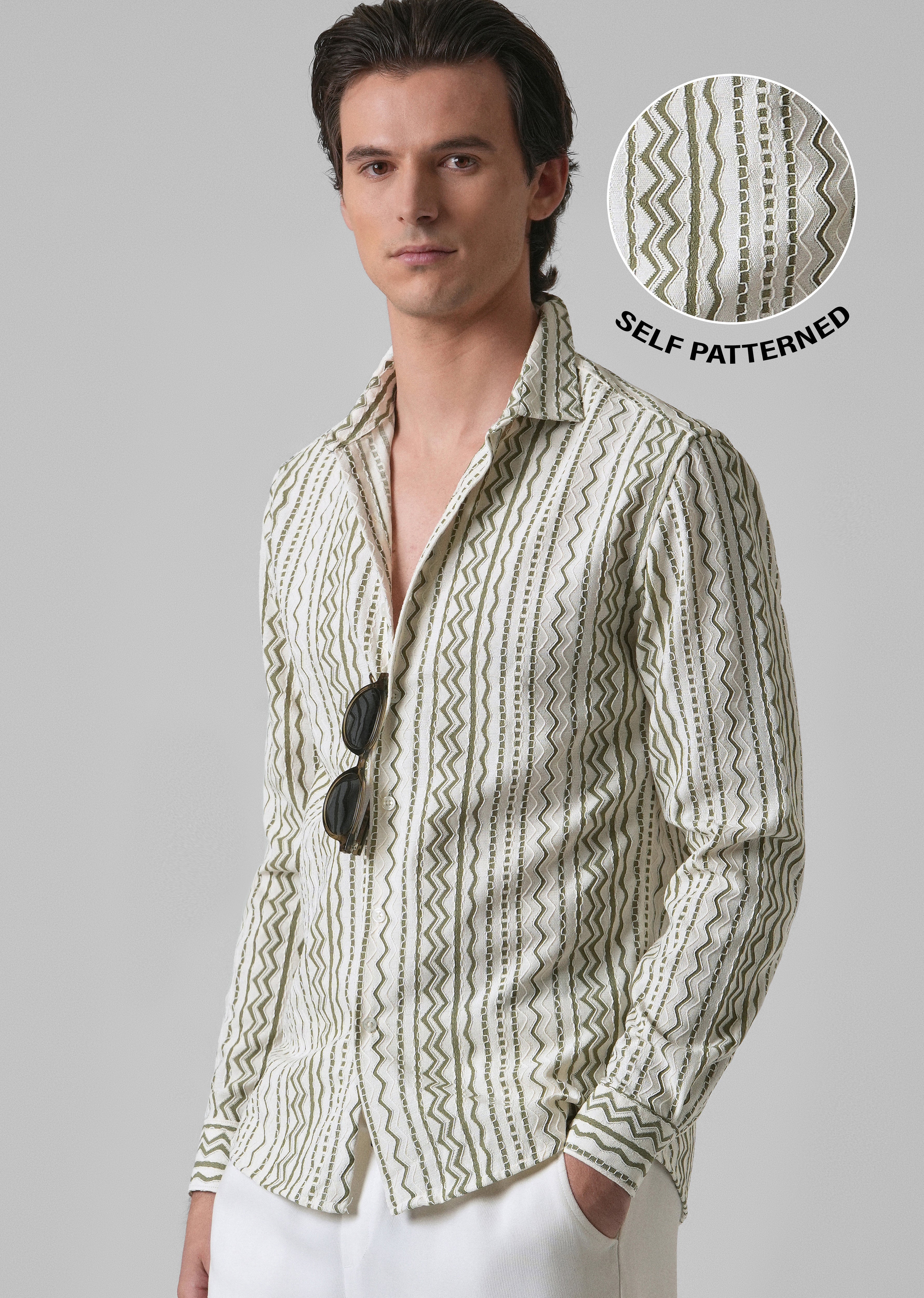 Green Self Pattern Shirt