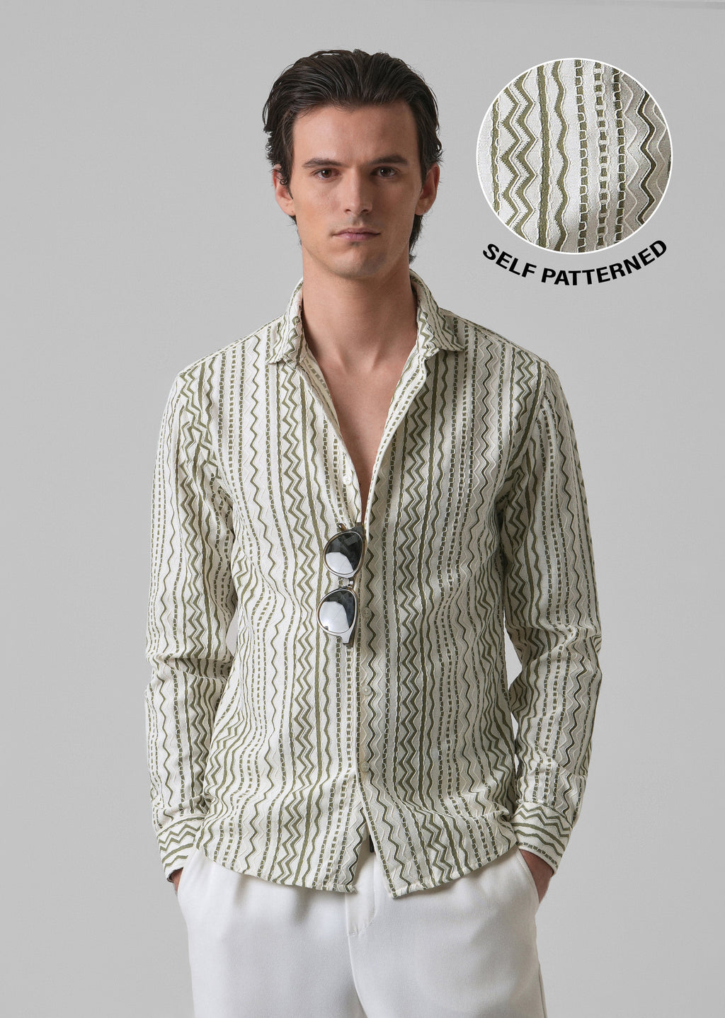 Green Self Pattern Shirt