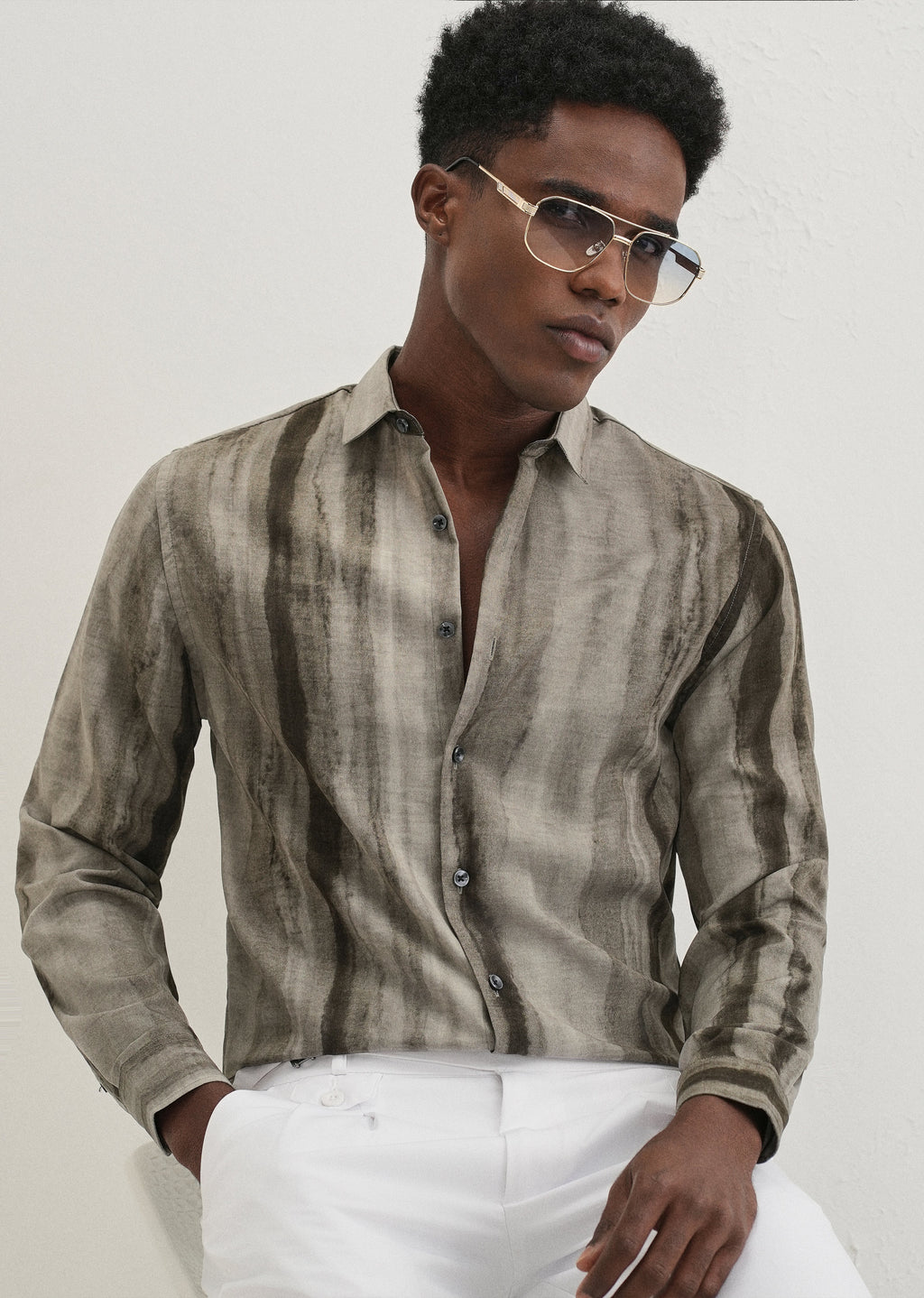 Green Stripe Printed Shirt