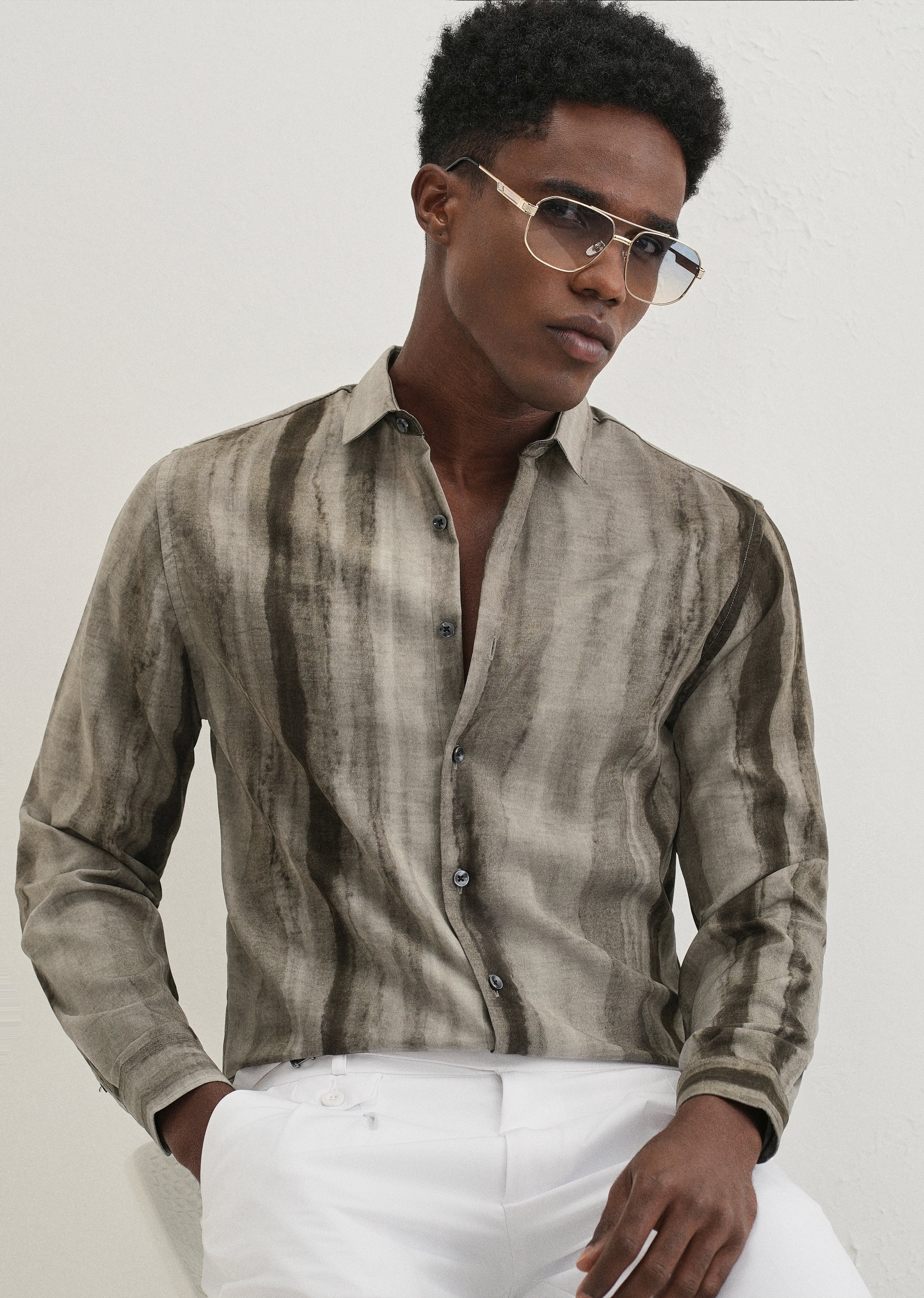 Green Stripe Printed Shirt